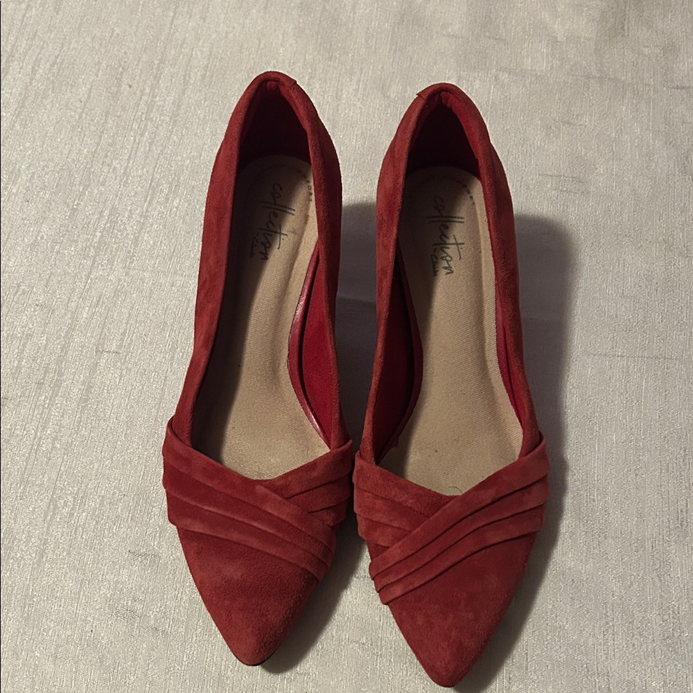 Collection by Clark Red Suede Pointed Toe Heels